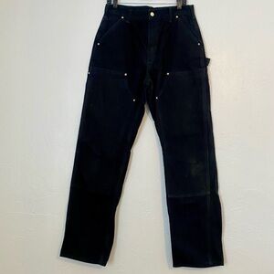 Men’s Black Carhartt Double Knee Pants Size 32